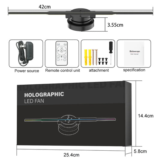 LED 3D HD Holographic Sign Spinning Projector - 42cm
