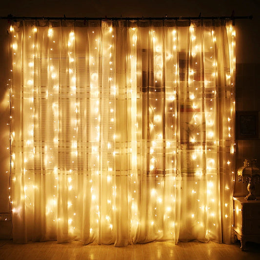 LED Curtain String Lights - 3mx3m 300 LED - USB aangedryf