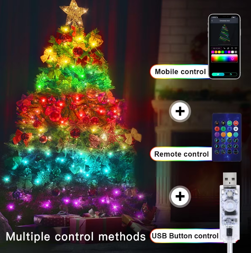 LED Smart String Fairy DIY Lights with Bluetooth and Remote - USB Powered