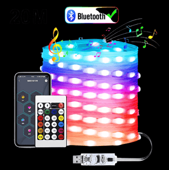 LED Smart String Lights with Bluetooth and Remote Control, USB Powered, RGBIC Music Sync for Parties and DIY Projects.